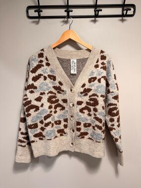 Sadie and Sage Cardigan Sweater - Beige/Brown/Blue